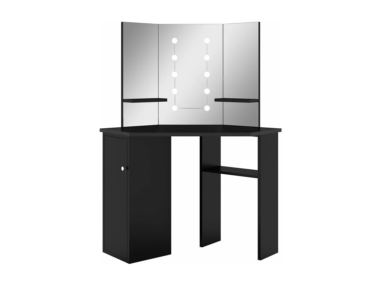 Hoekkaptafel met LED 111x54x141,5 cm zwart