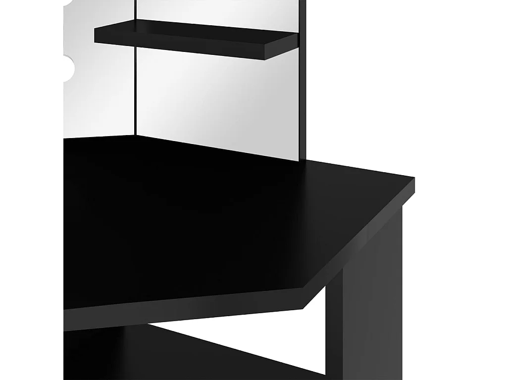Eck-Schminktisch mit LED Schwarz 111x54x141,5 cm