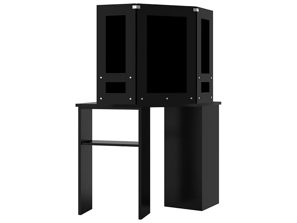 Coiffeuse d'angle avec LED Noir 111x54x141,5 cm