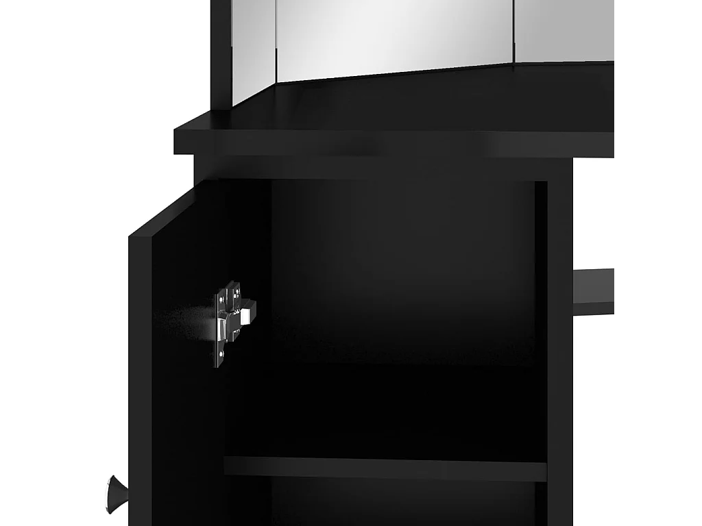 Coiffeuse d'angle avec LED Noir 111x54x141,5 cm