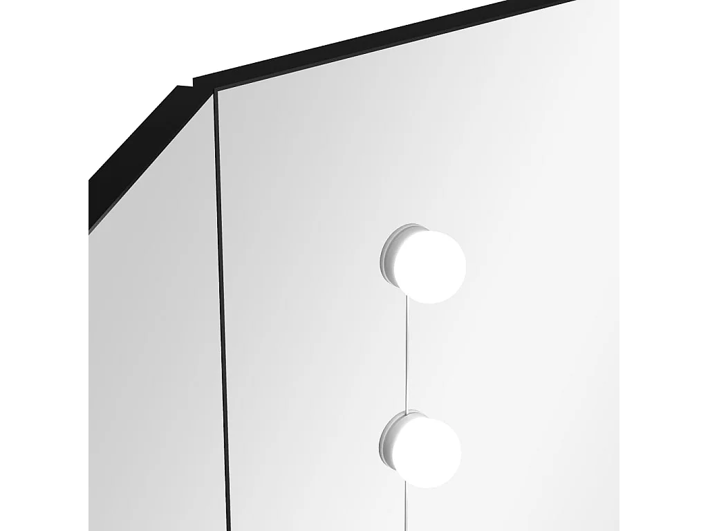 Coiffeuse d'angle avec LED Noir 111x54x141,5 cm