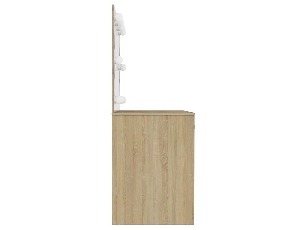 Table de maquillage avec éclairage LED 110x55x145 cm MDF Chêne