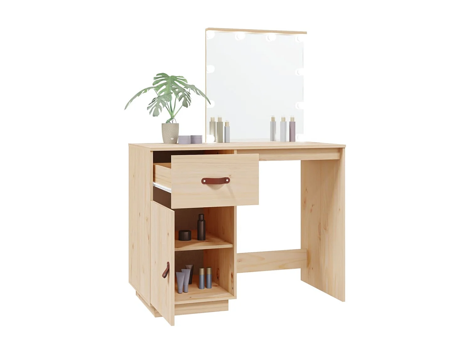 Coiffeuse avec LED 95x50x133,5 cm Bois de pin massif