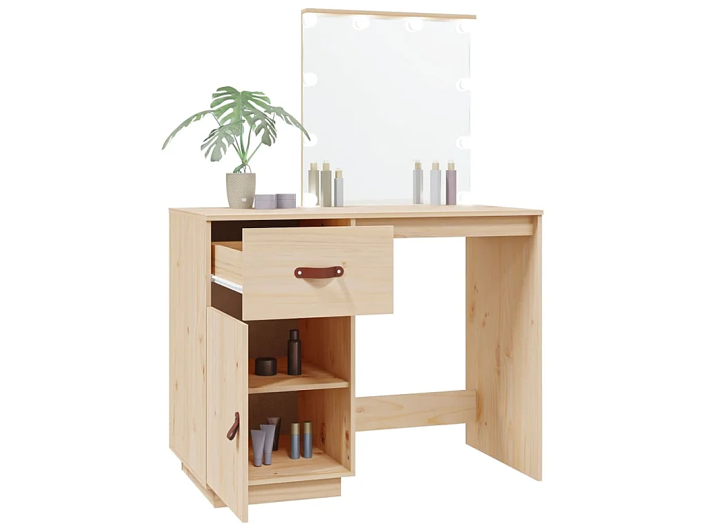 Schminktisch mit LED 95x50x133,5 cm Massivholz Kiefer
