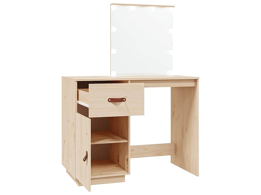 Schminktisch mit LED 95x50x133,5 cm Massivholz Kiefer