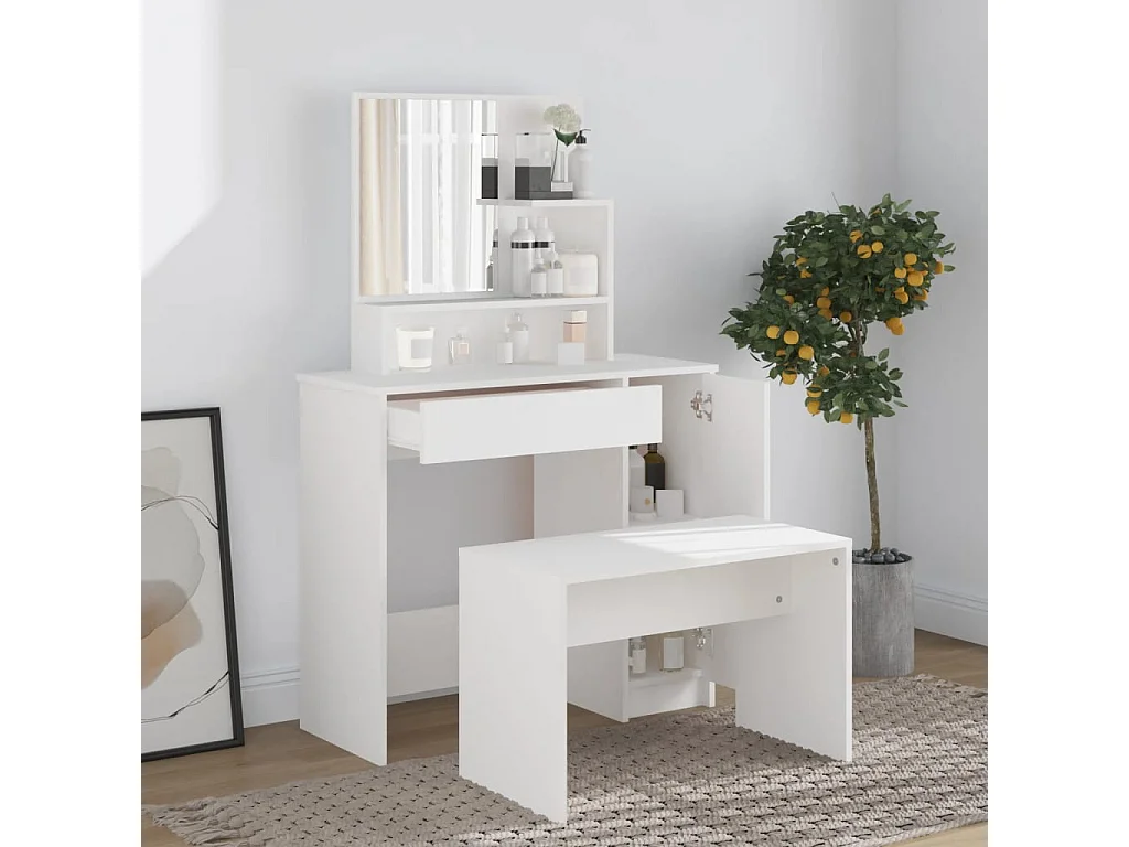 Ensemble de coiffeuse Blanc 86,5x35x136 cm