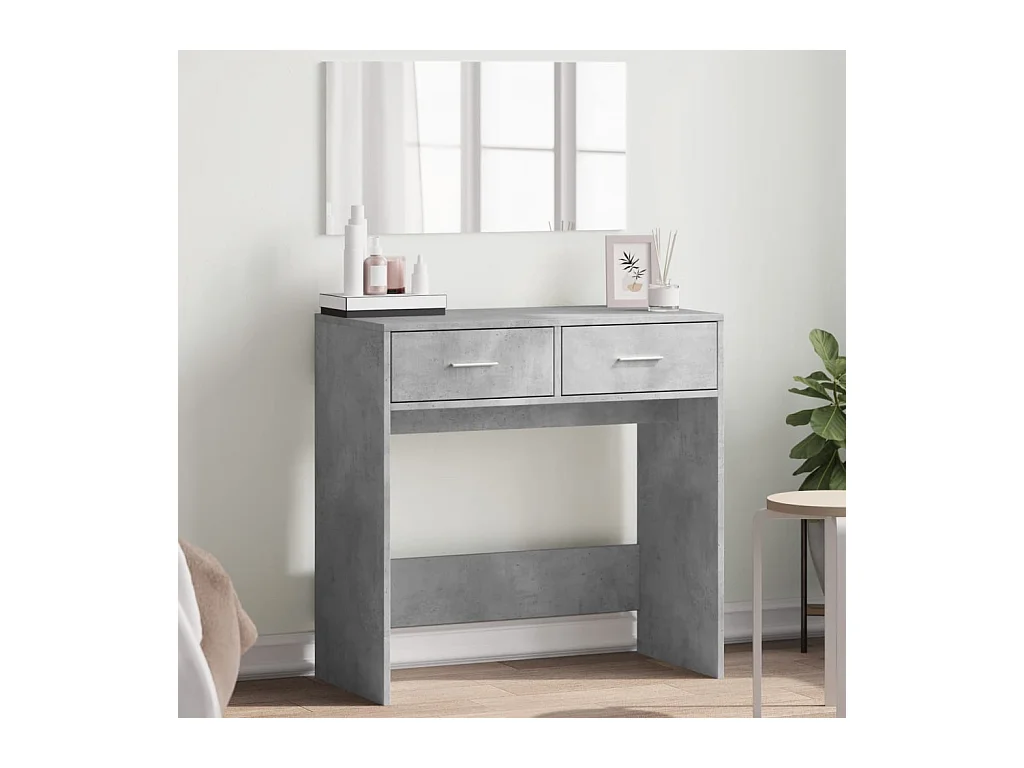 Toeletta con Specchio Grigio Cemento 80x39x80 cm