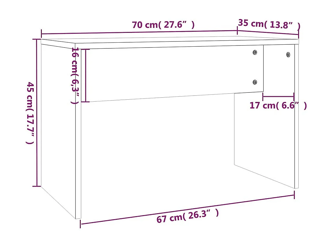 Kaptafelset 74,5x40x141 cm bruineiken