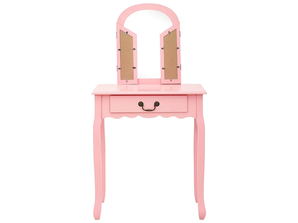 Kaptafel met kruk 65x36x128 cm paulowniahout MDF roze