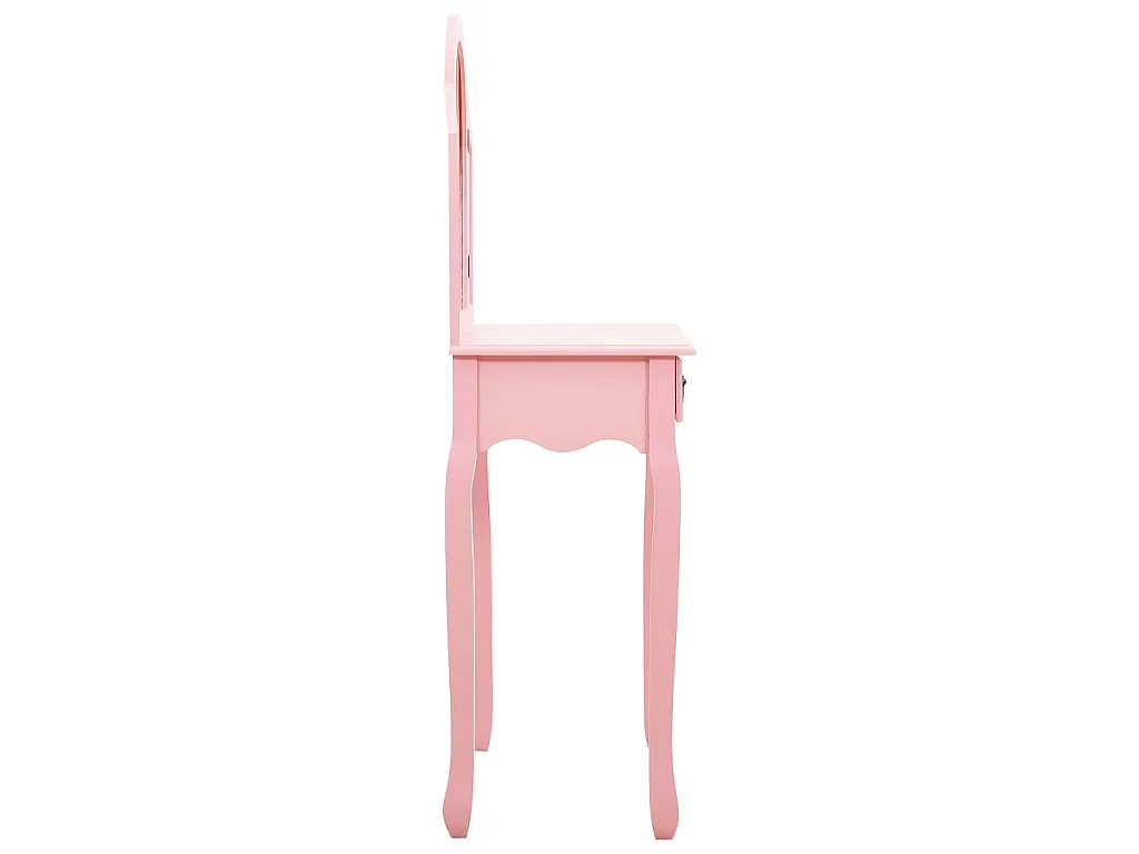 Kaptafel met kruk 65x36x128 cm paulowniahout MDF roze