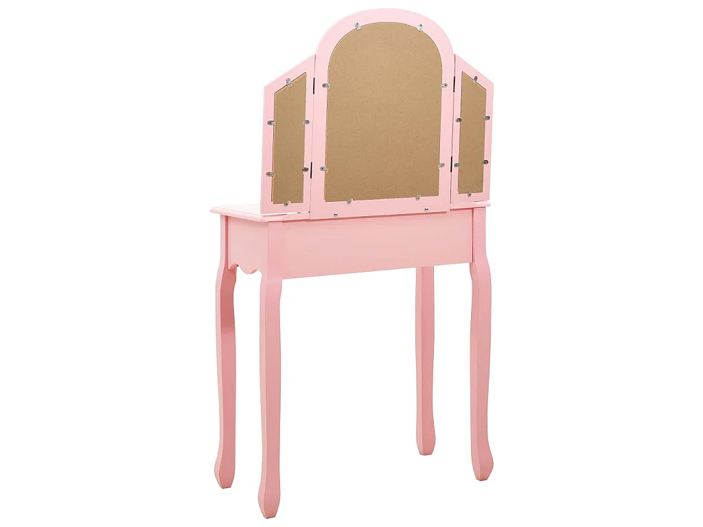 Kaptafel met kruk 65x36x128 cm paulowniahout MDF roze