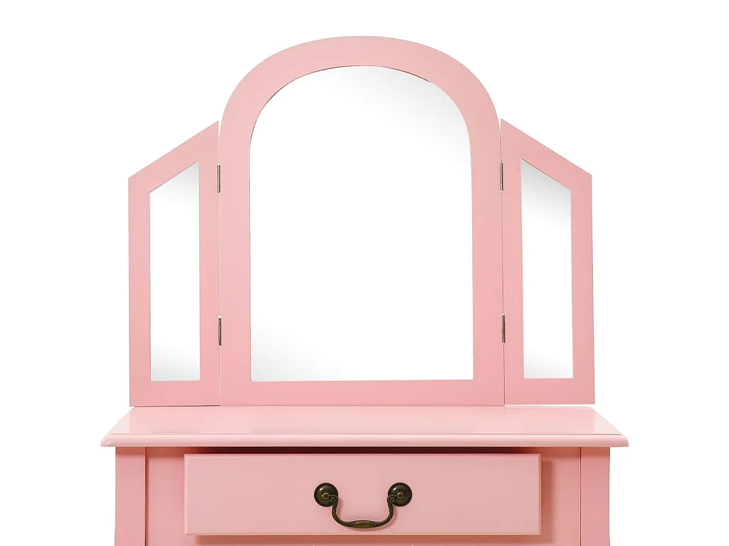Kaptafel met kruk 65x36x128 cm paulowniahout MDF roze