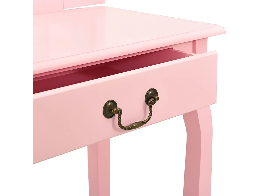 Kaptafel met kruk 65x36x128 cm paulowniahout MDF roze
