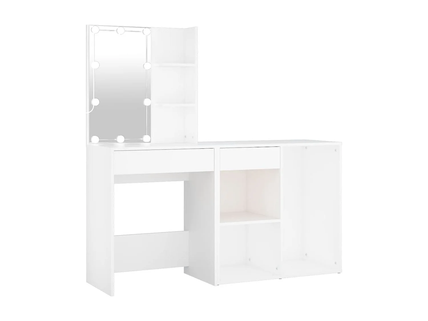 Toeletta con LED e Armadietto Bianco in Legno Multistrato