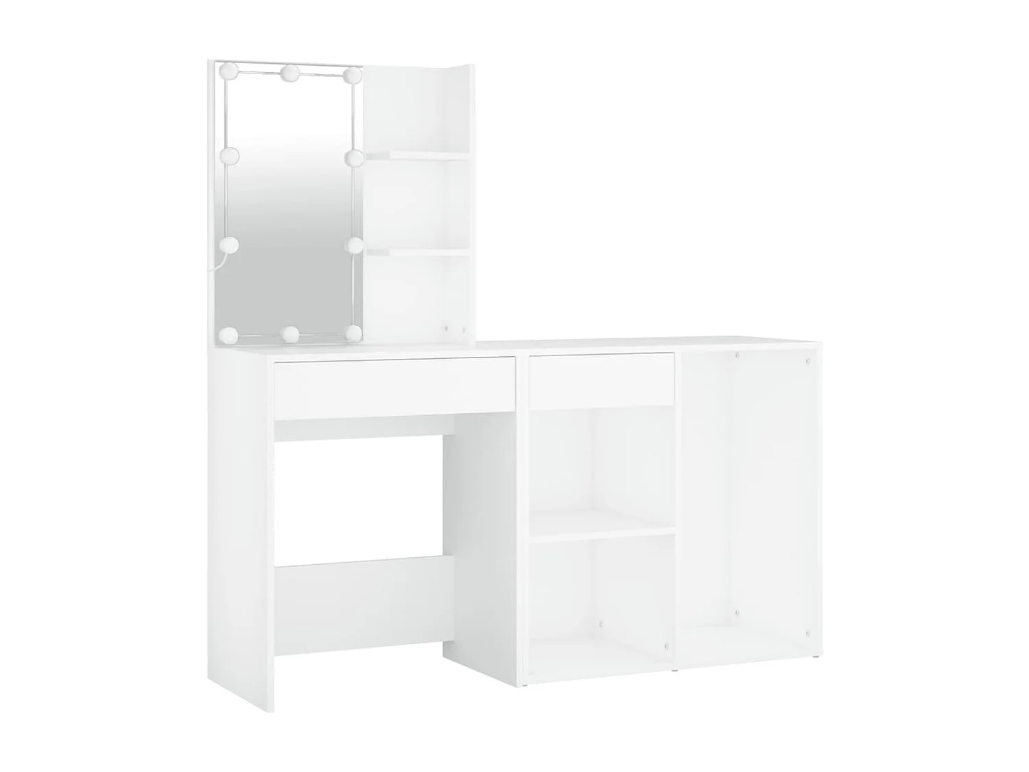 Toeletta con LED e Armadietto Bianco in Legno Multistrato