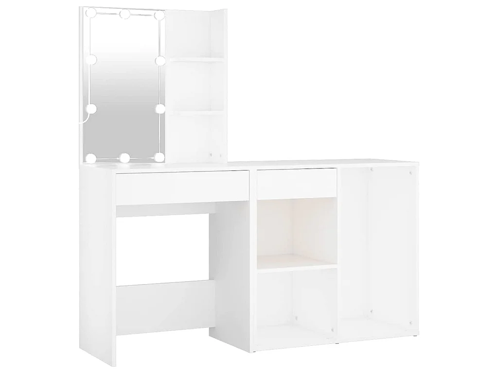 Coiffeuse à LED avec armoire Blanc Bois d'ingénierie