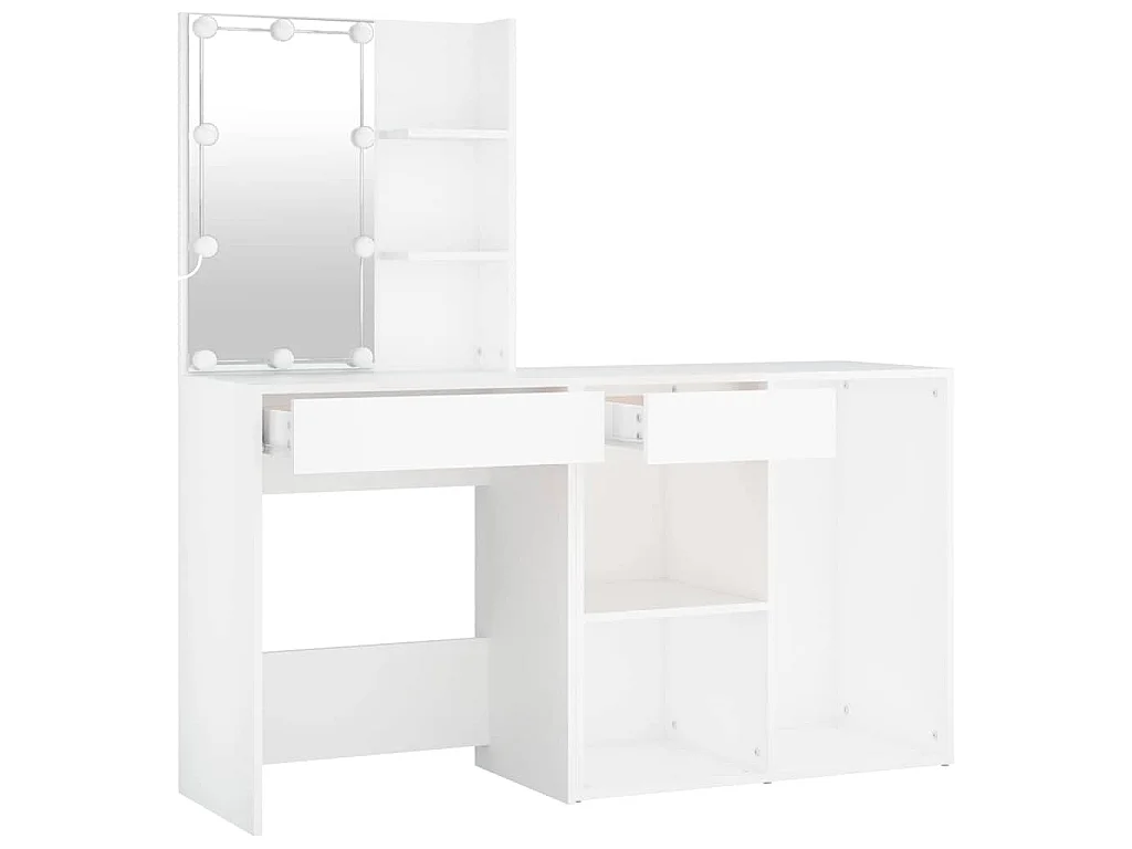 Coiffeuse à LED avec armoire Blanc Bois d'ingénierie