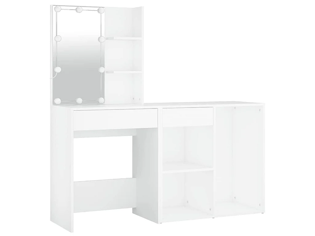 Coiffeuse à LED avec armoire Blanc Bois d'ingénierie
