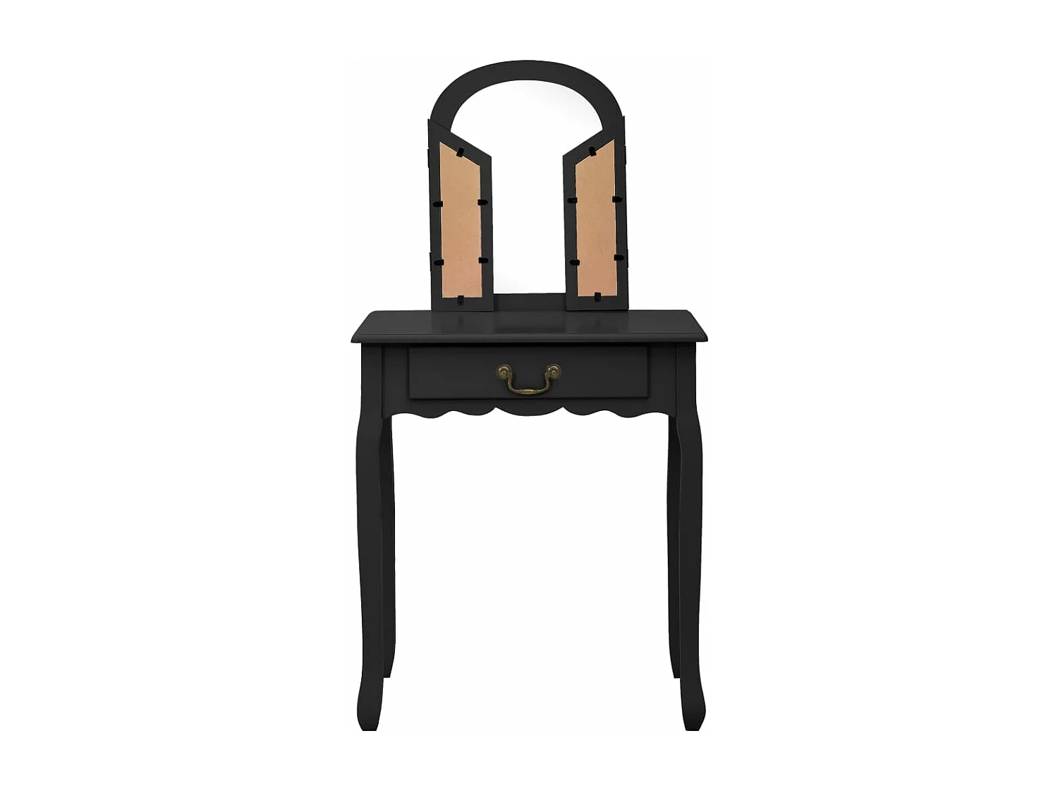 Tavolo da Trucco con Sgabello Nero 65x36x128 cm Paulownia e MDF