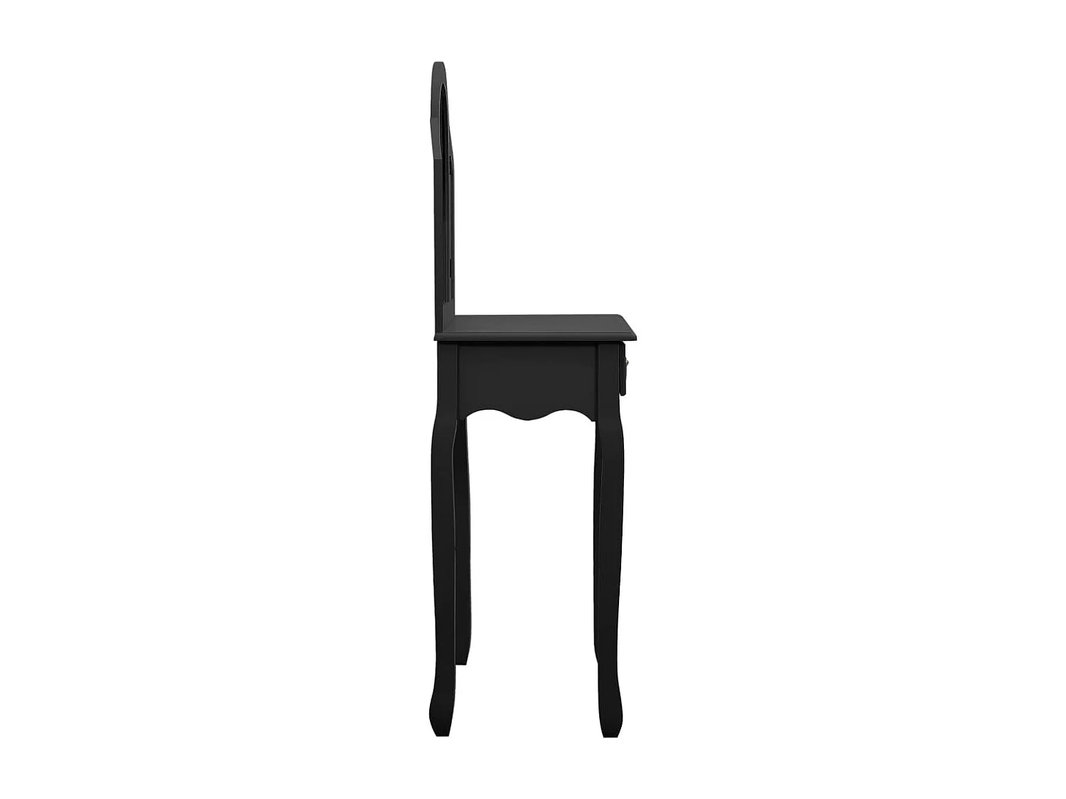 Tavolo da Trucco con Sgabello Nero 65x36x128 cm Paulownia e MDF