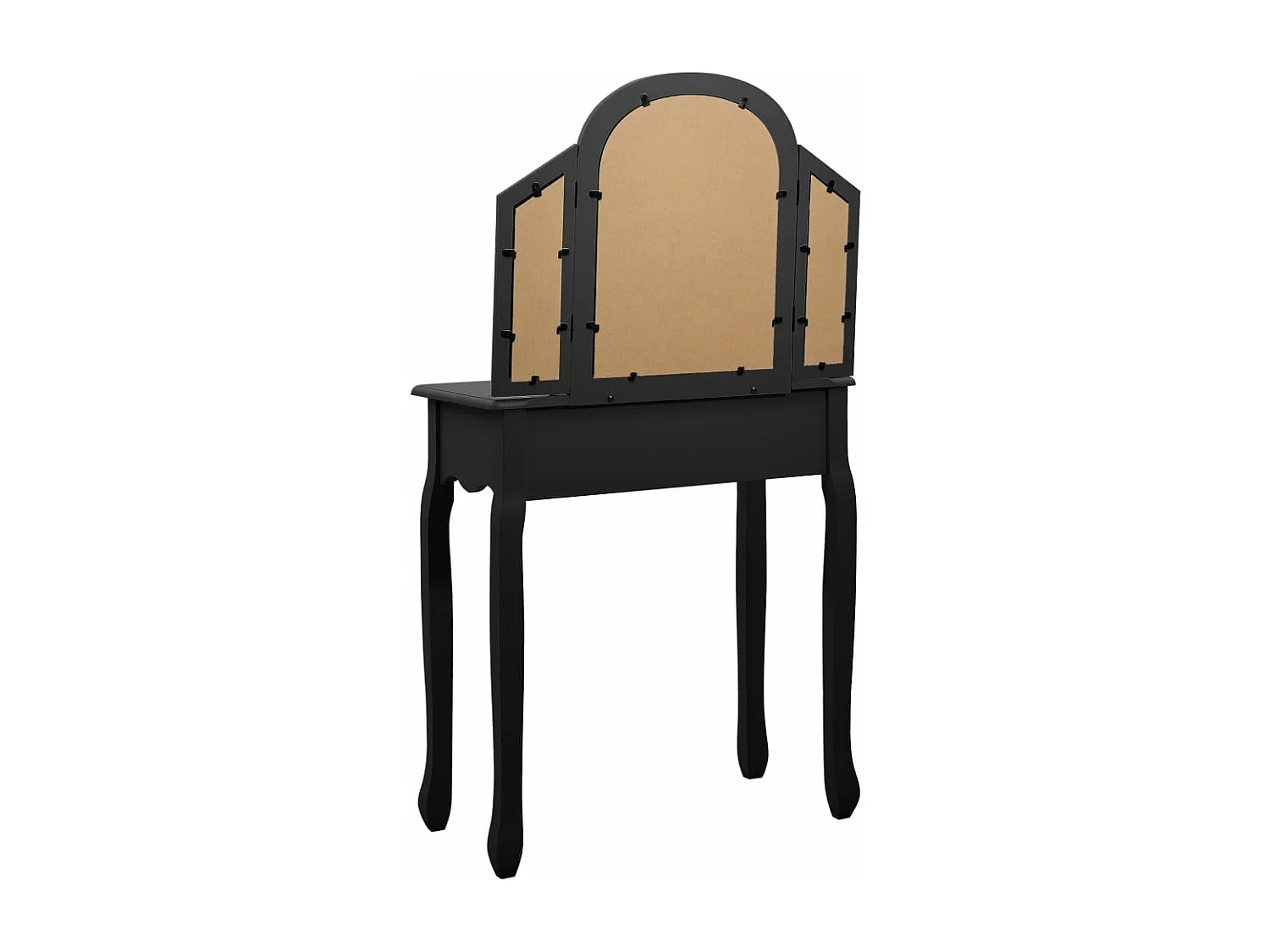 Tavolo da Trucco con Sgabello Nero 65x36x128 cm Paulownia e MDF