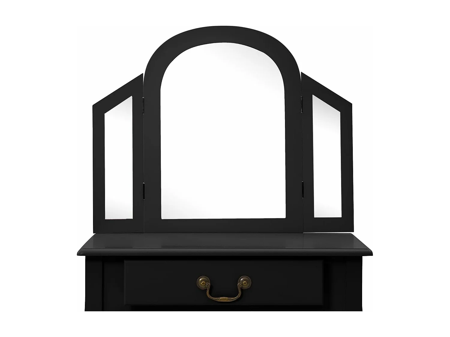 Tavolo da Trucco con Sgabello Nero 65x36x128 cm Paulownia e MDF