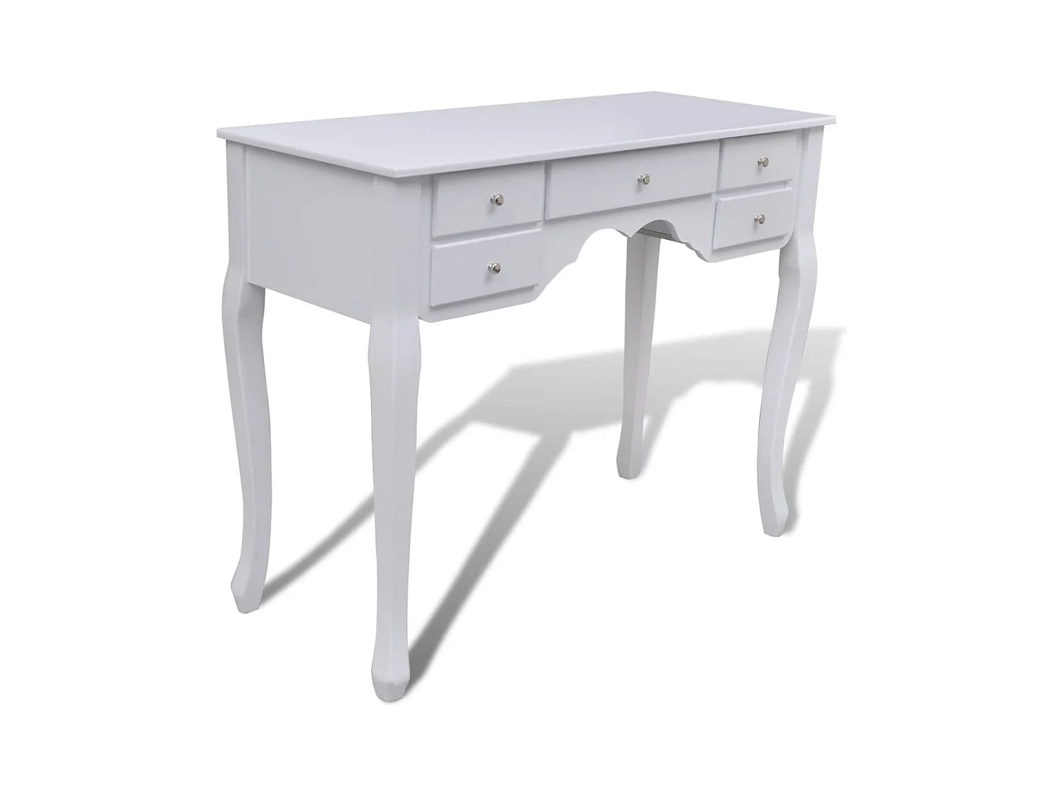 Coiffeuse avec miroir et tabouret 7 tiroirs Blanc
