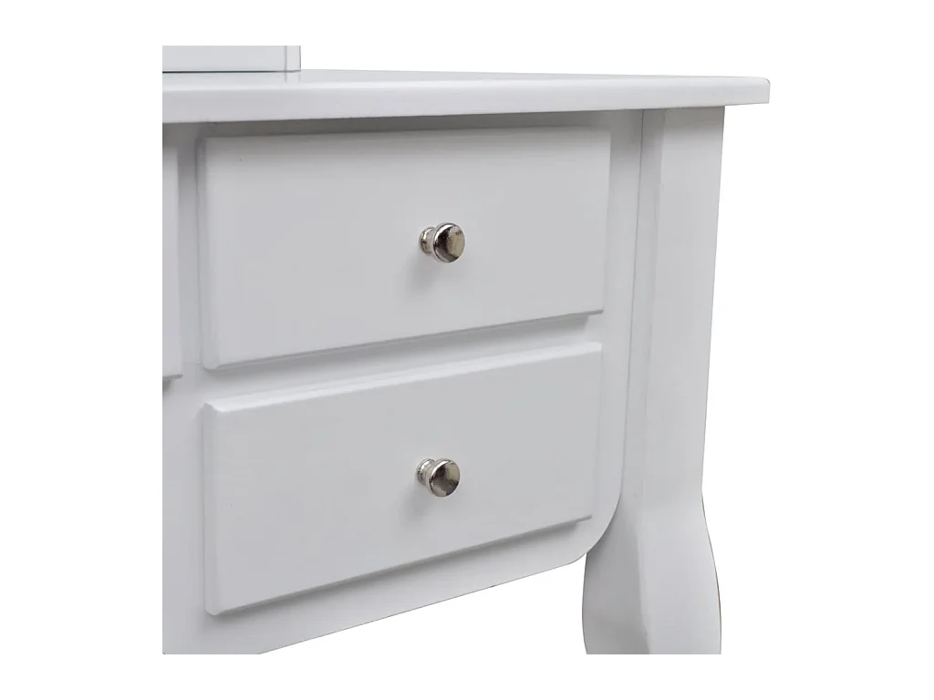 Coiffeuse avec miroir et tabouret 7 tiroirs Blanc