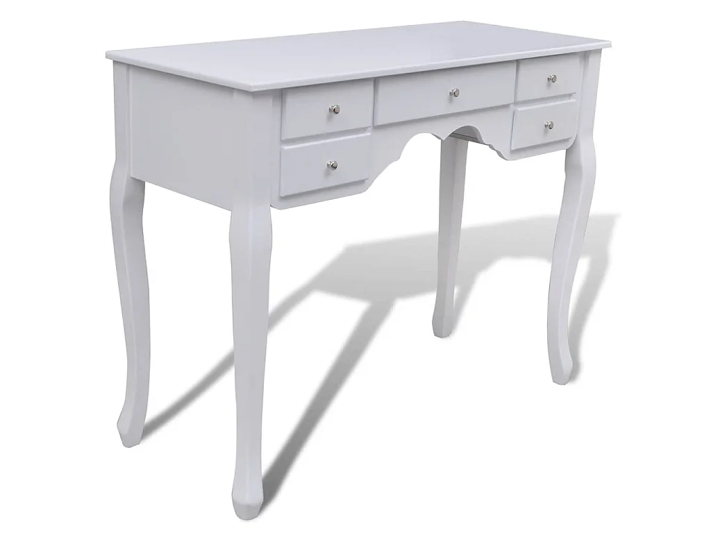 Coiffeuse avec miroir et tabouret 7 tiroirs Blanc