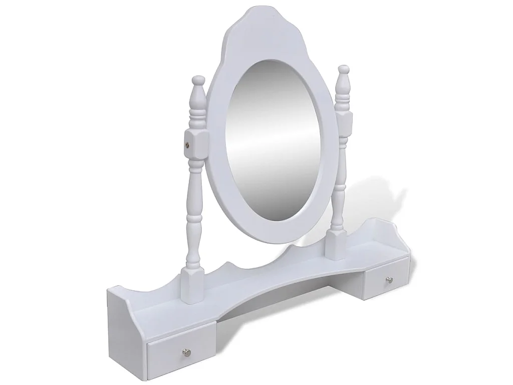 Coiffeuse avec miroir et tabouret 7 tiroirs Blanc