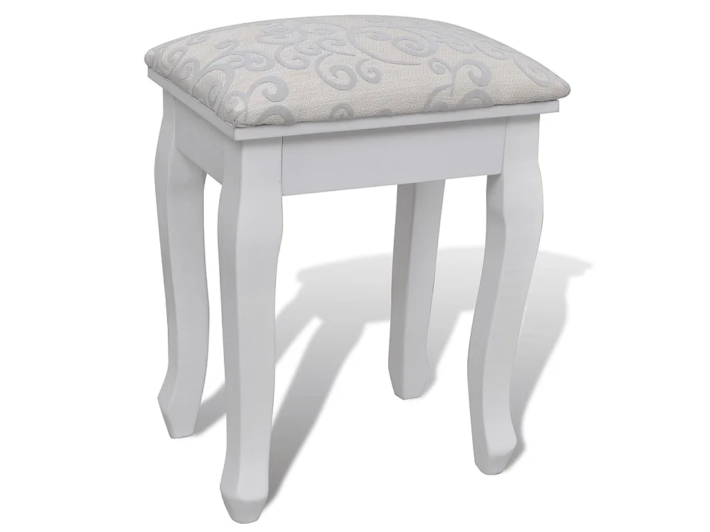 Coiffeuse avec miroir et tabouret 7 tiroirs Blanc