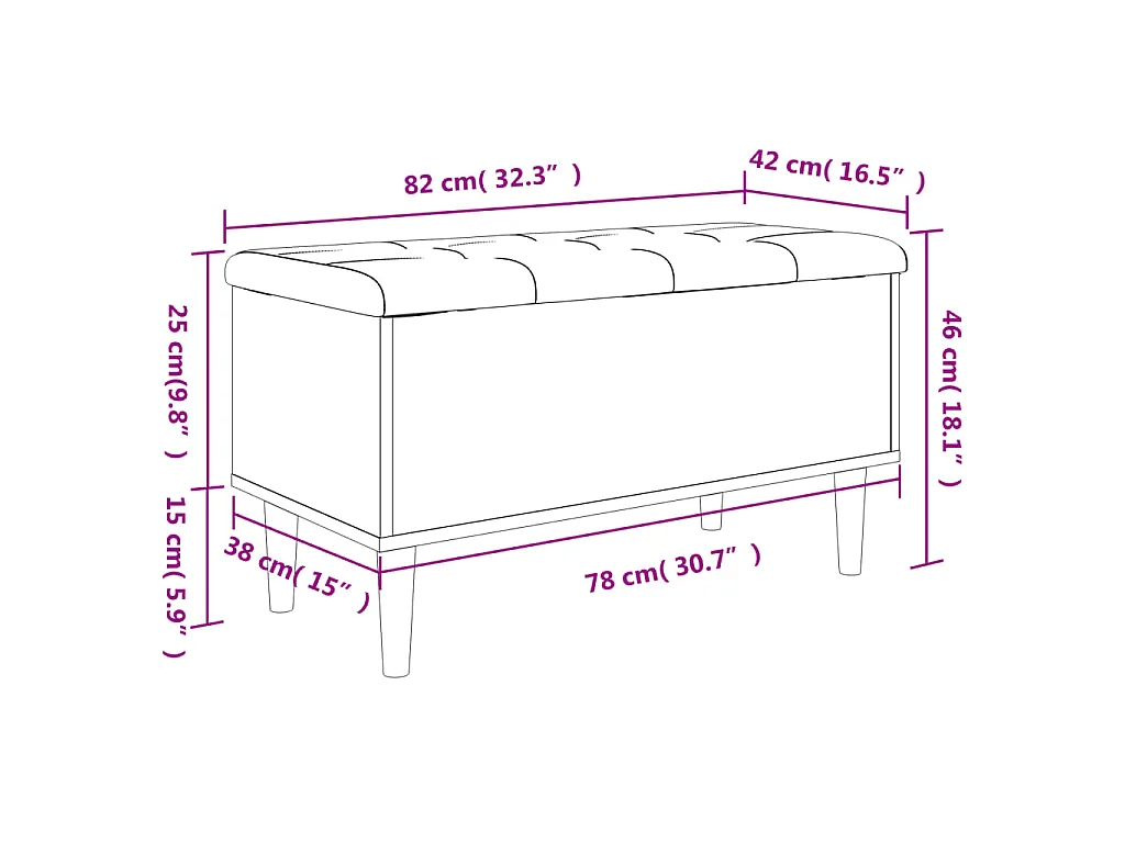 Banc de rangement blanc 82x42x46 cm bois d'ingénierie