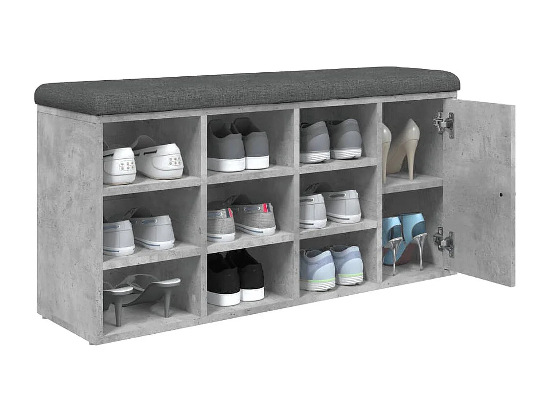 Panca Porta Scarpe Grigio Cemento 102x32x50cm Legno Multistrato