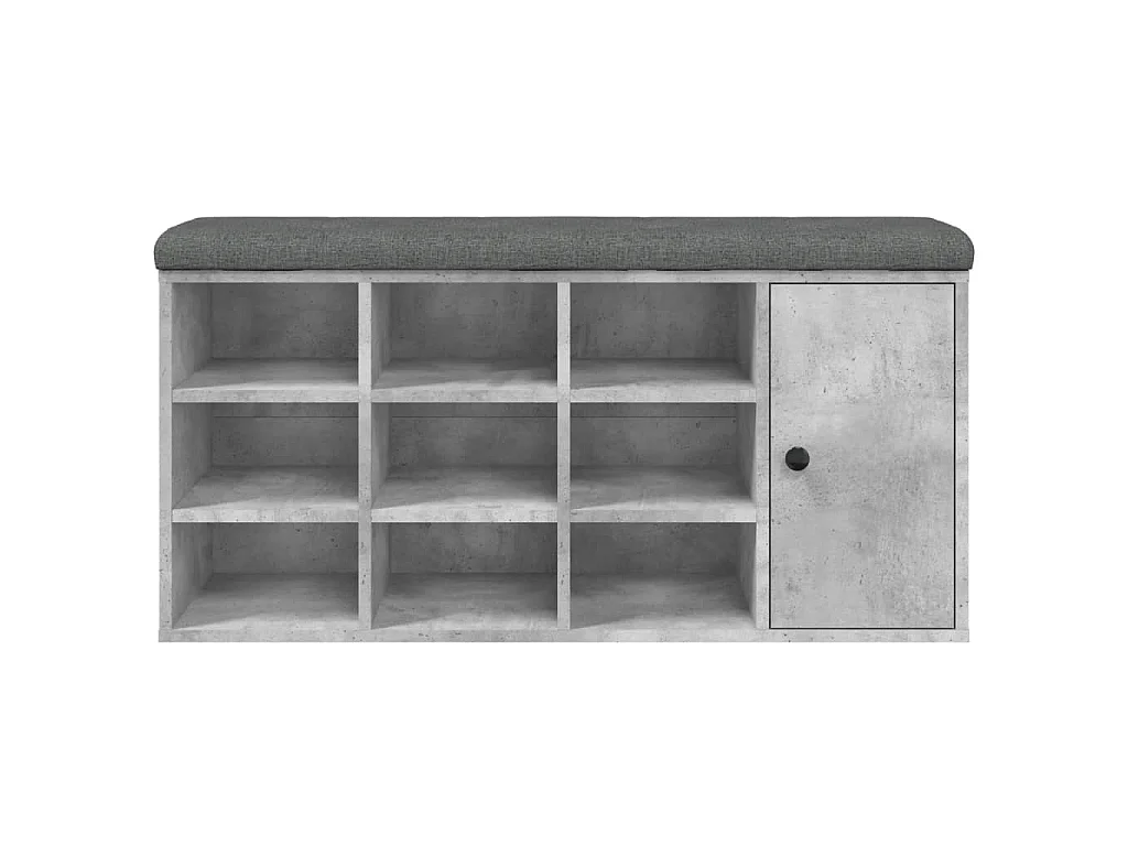 Banc à chaussures gris béton 102x32x50 cm bois d'ingénierie