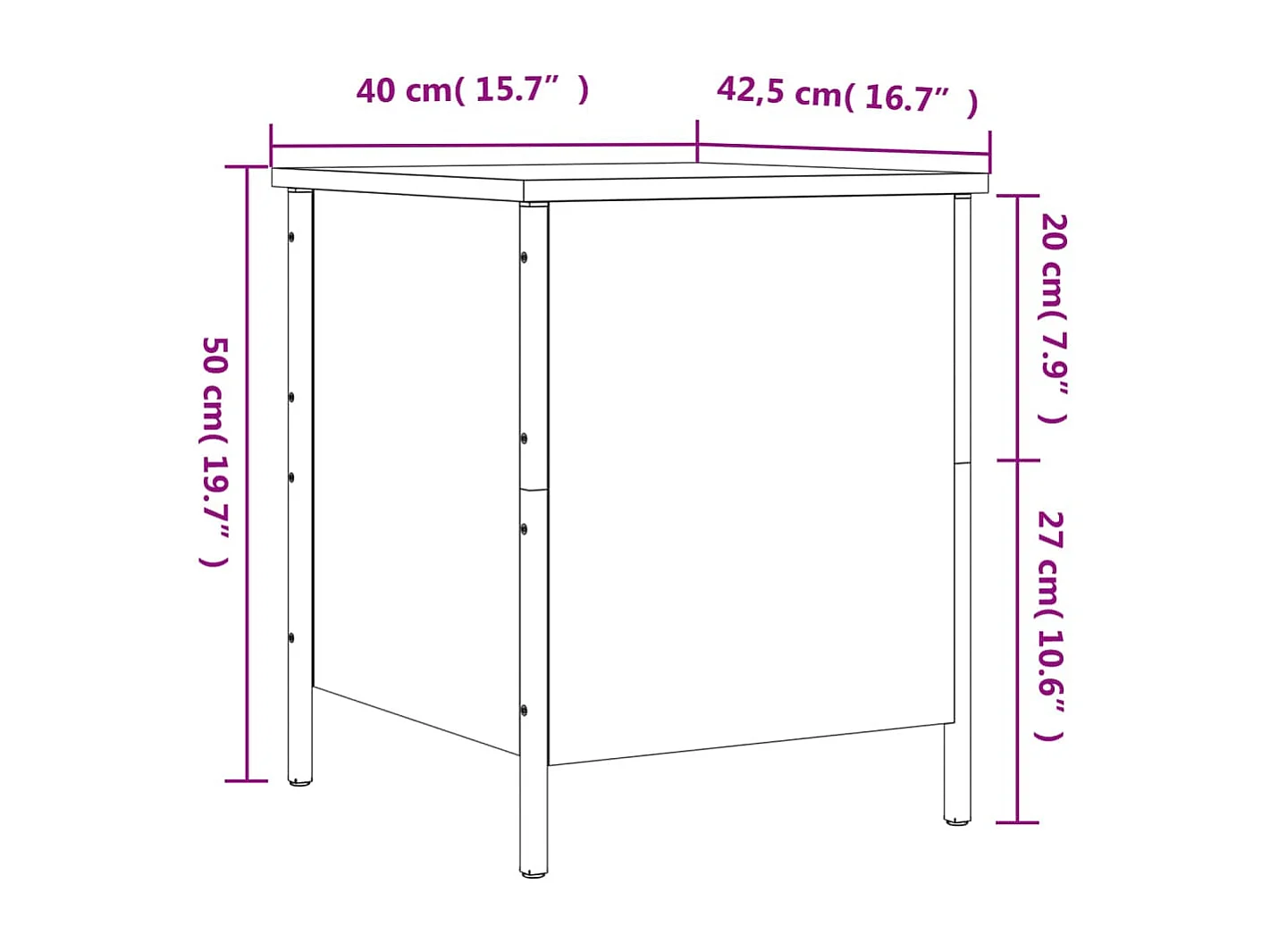 Banc de rangement sonoma gris 40x42,5x50 cm bois d'ingénierie