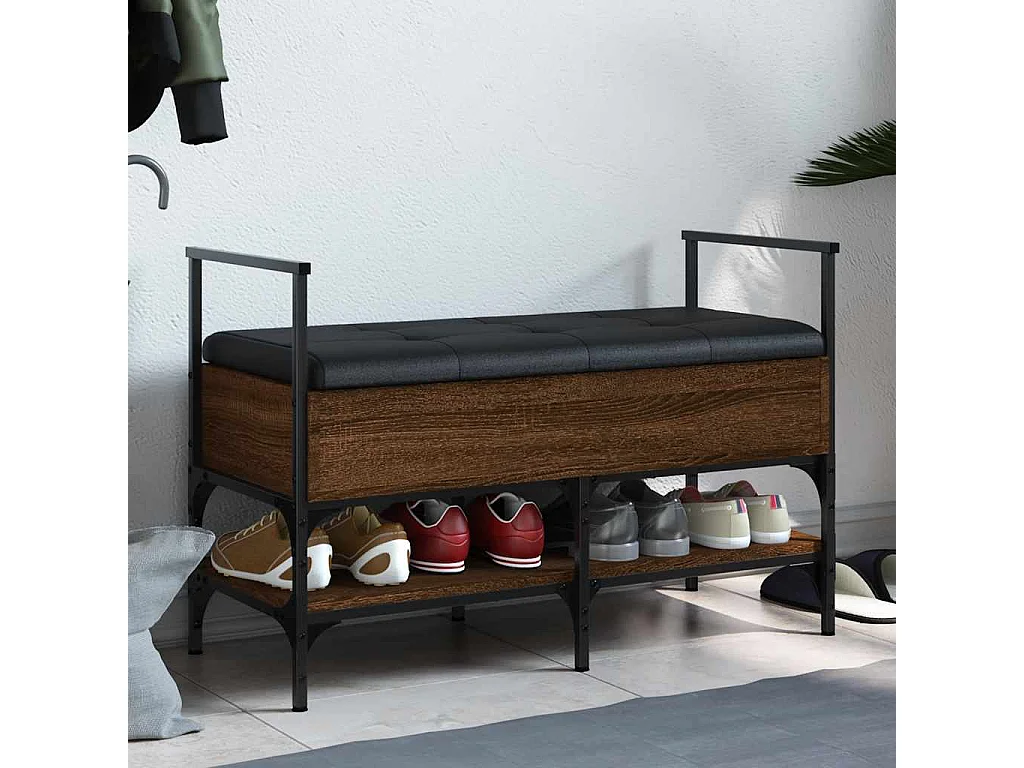 Schoenenbank 85,5x42x57,5 cm bewerkt hout bruin eikenkleur