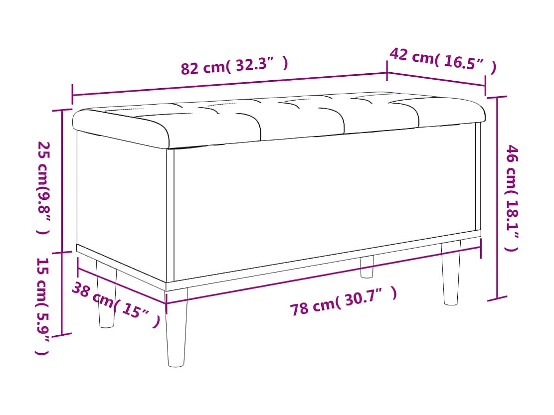 Sitzbank mit Stauraum Betongrau 82x42x46 cm Holzwerkstoff