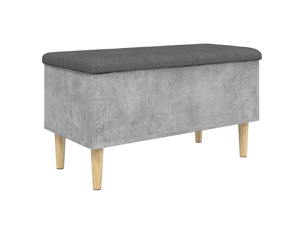Banco con almacenaje madera ingeniería gris hormigón 82x42x46cm