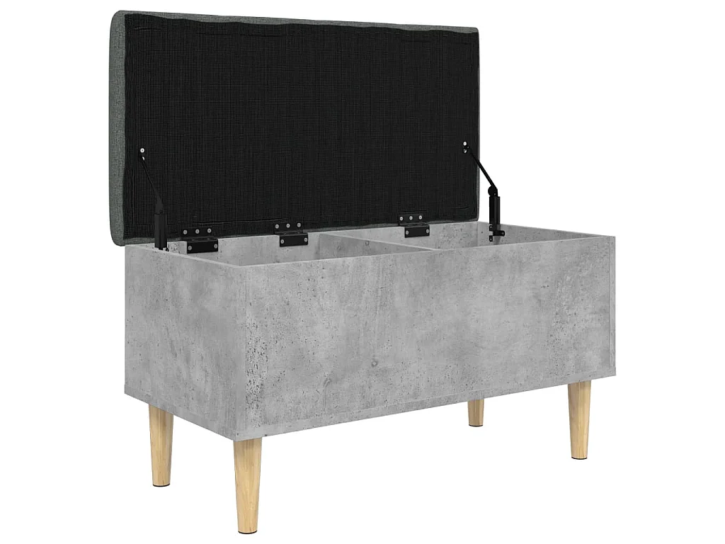 Banco con almacenaje madera ingeniería gris hormigón 82x42x46cm