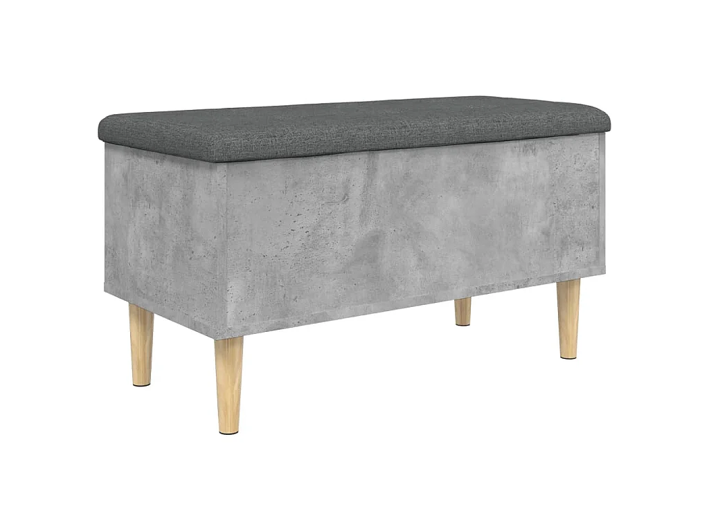 Banco con almacenaje madera ingeniería gris hormigón 82x42x46cm