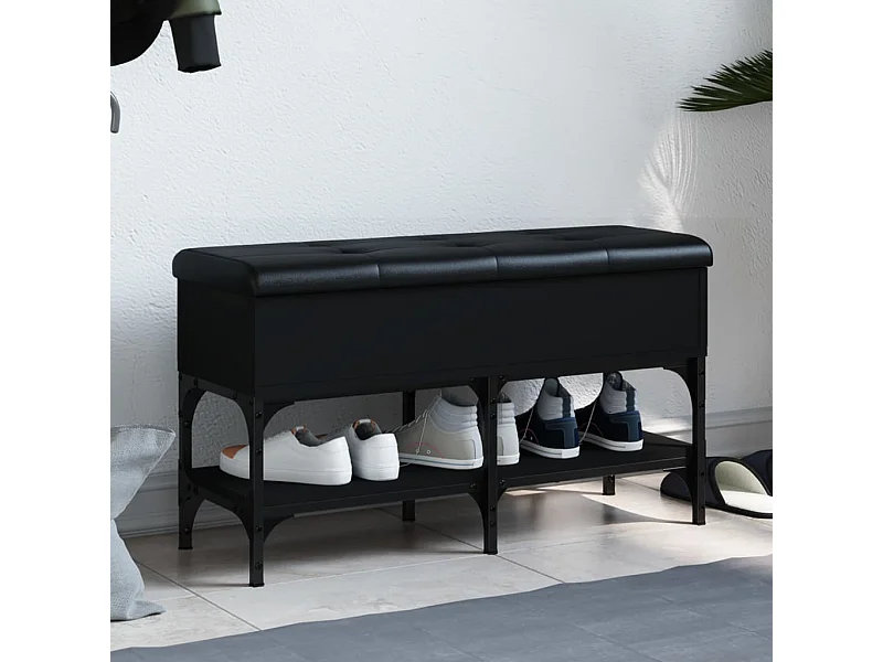 Schoenenbank 82x32x45 cm bewerkt hout zwart