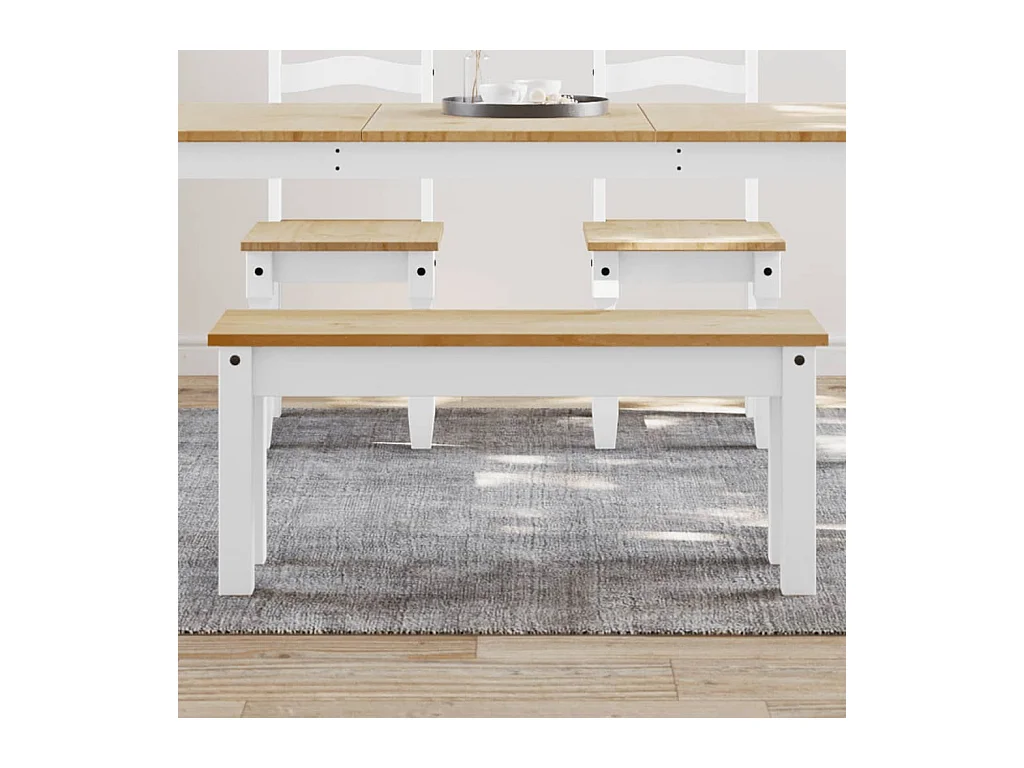 Panca da Pranzo Panama Bianca 105x30x45 cm Legno Massello Pino