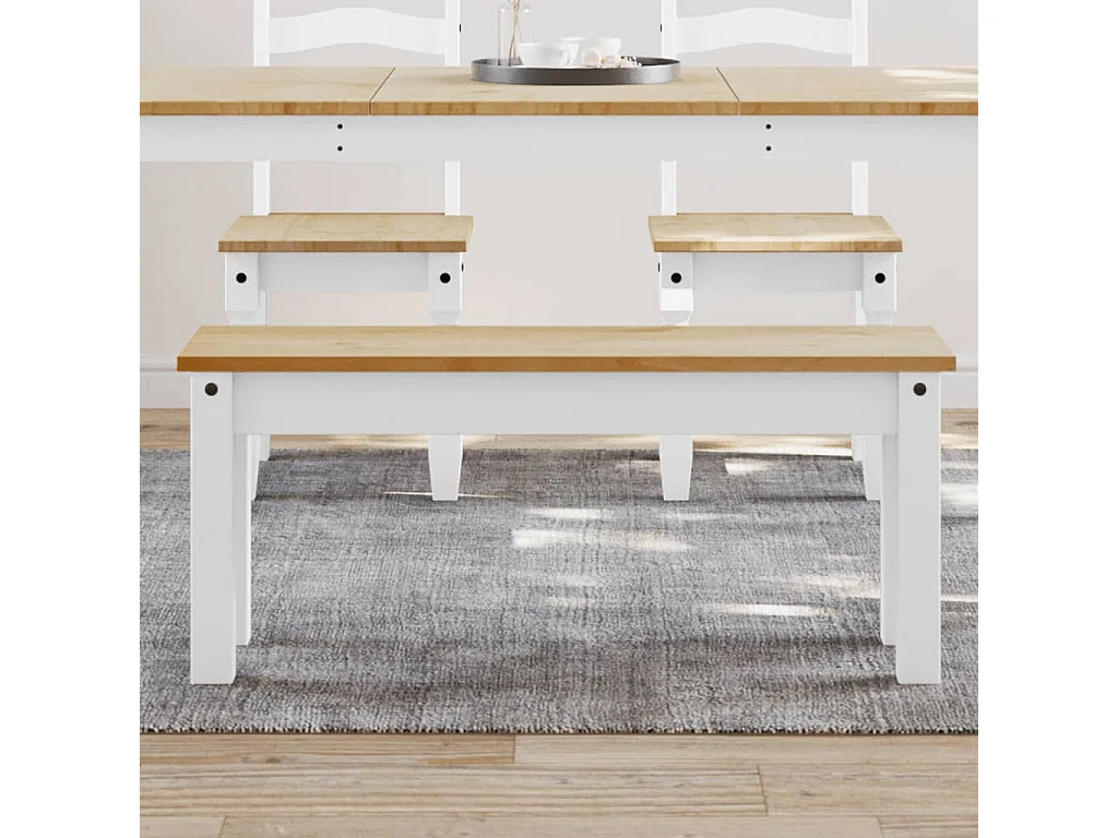Panca da Pranzo PANAMA Bianca 105x30x45 cm Legno Massello Pino