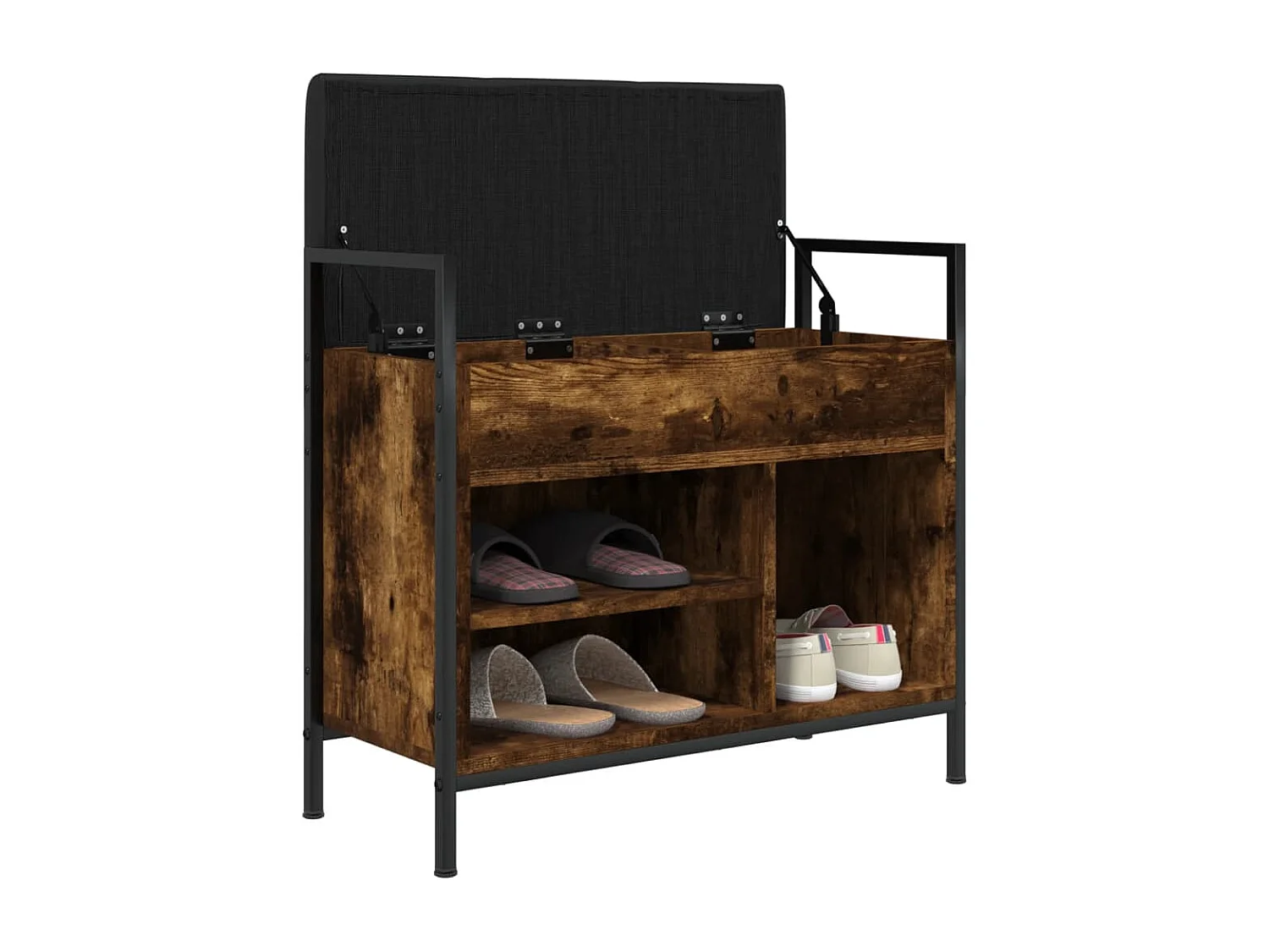 Banc à chaussures chêne fumé 65,5x32x57,5 cm bois d'ingénierie
