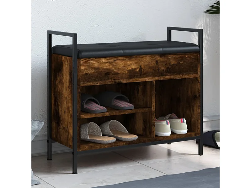 Panca Porta Scarpe Rovere Fumo 65,5x32x57,5 cm