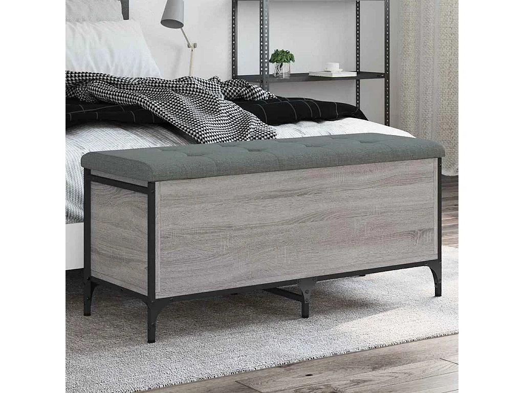 Panca Portaoggetti Grigio Sonoma 102x42x45 cm Legno Multistrato