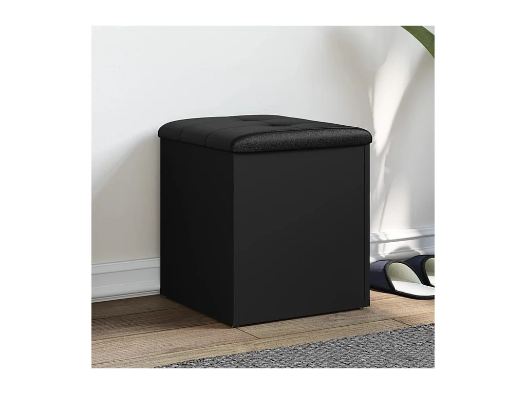 Banc de rangement noir 42x42x45 cm bois d'ingénierie