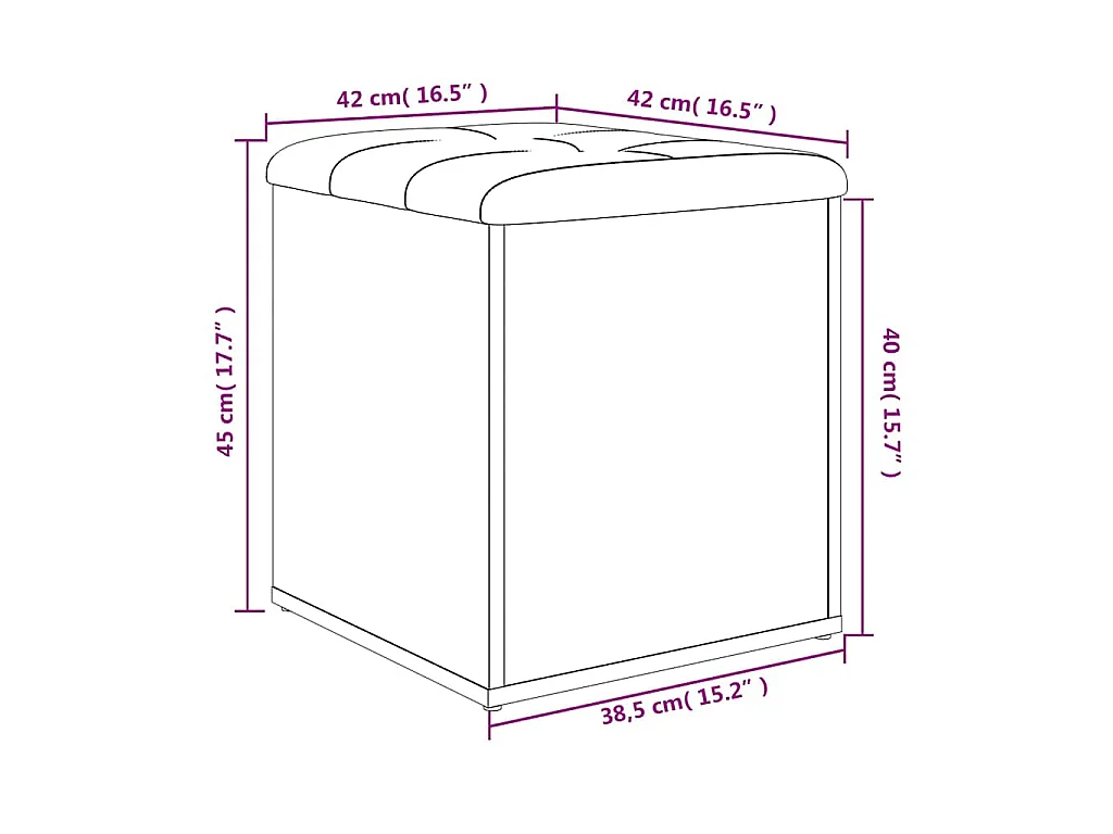 Opbergbank 42x42x45 cm bewerkt hout zwart