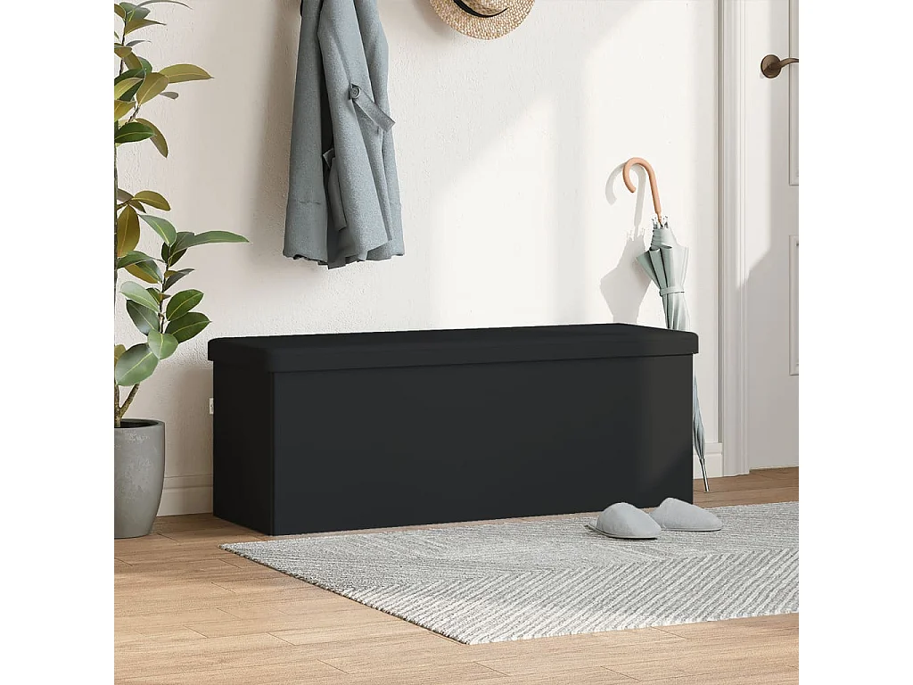 Banc de rangement pliable noir PVC