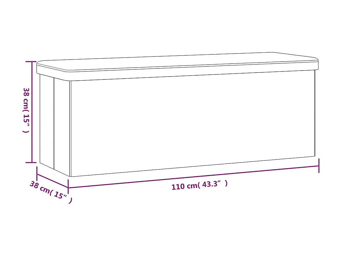 Banc de rangement pliable noir PVC